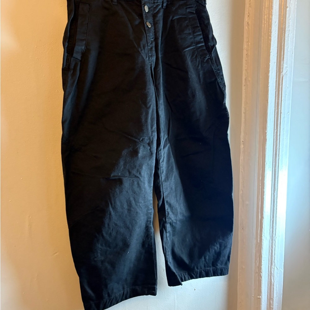 Pilcro Anthropologie Black Cropped Pants High Rise Button Fly Size 29P